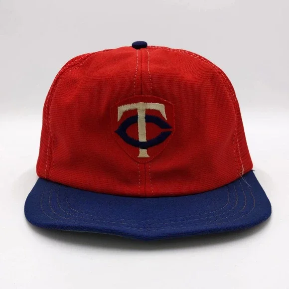 Vintage Minnesota Twins Snapback Trucker Hat Mesh Patch Logo MLB Cap 70s USA